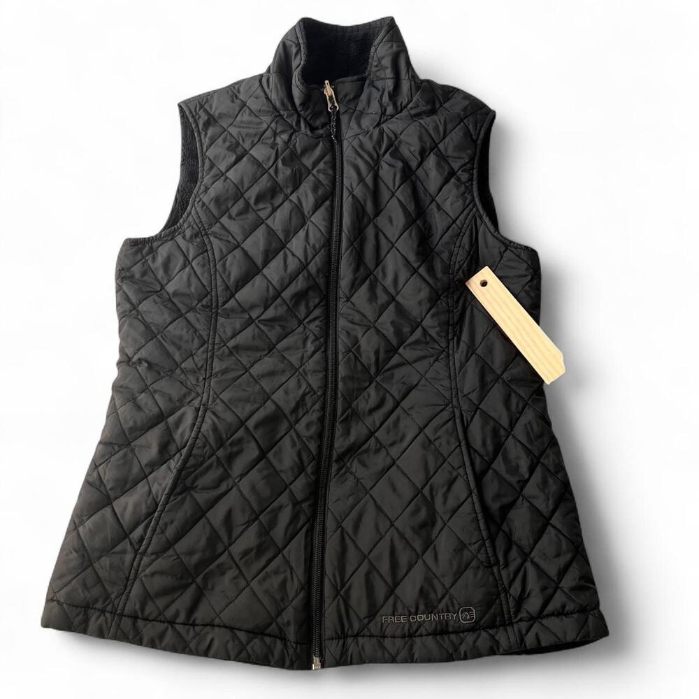 Free Country Black Reversible Quilted Fleece Vest.